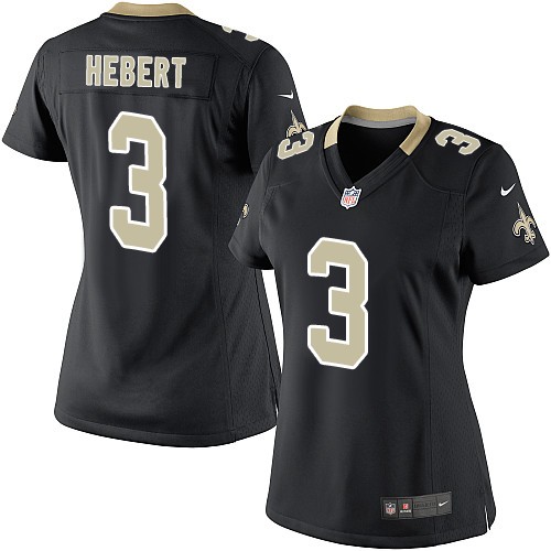 Women's Limited Bobby Hebert Nike Jersey Black Home - #3 NFL New Orleans Saints